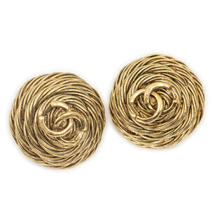 Chanel CC Round Twist Rope Clip On Earrings